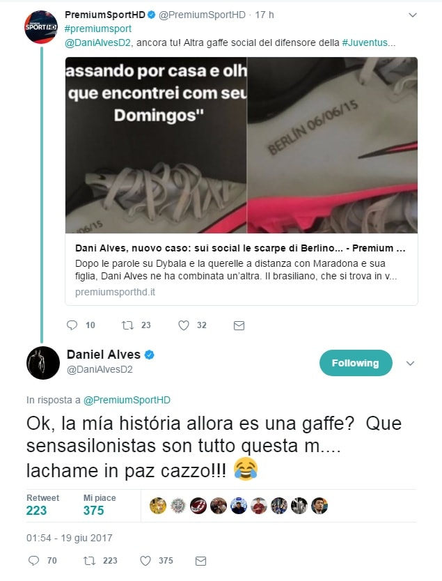 Juventus, Dani Alves furioso sui social: «Lasciatemi in pace!»