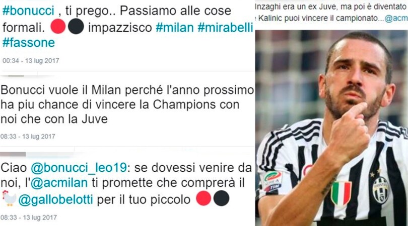 Bonucci, i tifosi del Milan ora sognano di rubarlo alla Juventus