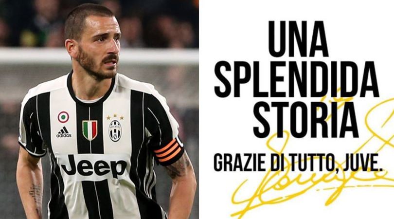 Bonucci: «Juventus, grazie di tutto». Ma non cita Allegri