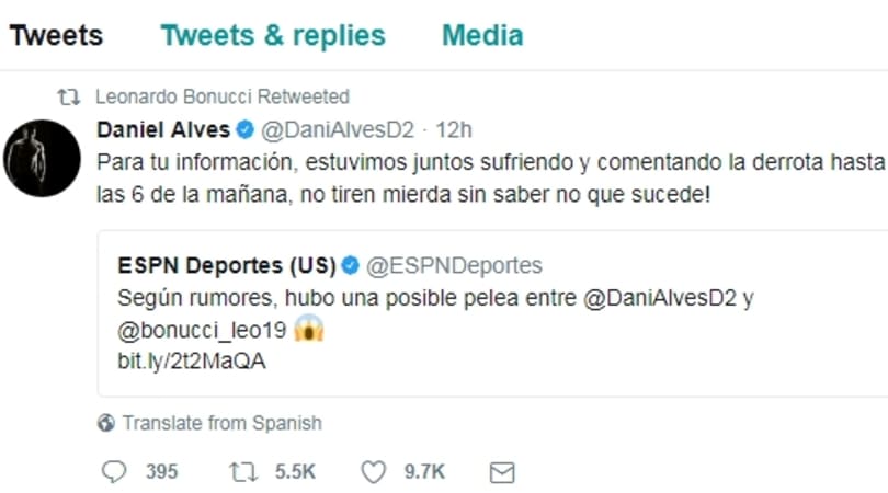 Fake news Mandzukic, Dani Alves e Bonucci smentiscono