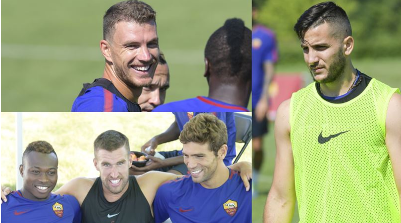 Roma, in allenamento sorridono tutti. Tranne Manolas