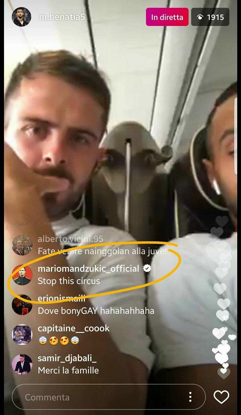 Diretta di Pjanic e Benatia su Instagram: arriva il severo Mandzukic: «Stop!»