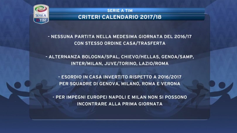Calendario Serie A 2017-18: rivivi la diretta