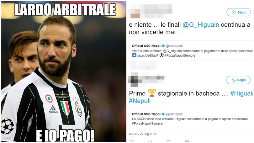Higuain battuto da De Laurentiis: sui social è già Juve-Napoli