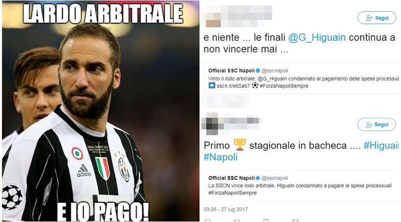 Higuain battuto da De Laurentiis: sui social è già Juve-Napoli