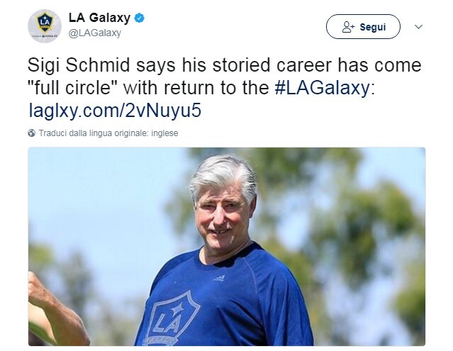 Mls, Sigi Schmid è il nuovo tecnico dei LA Galaxy