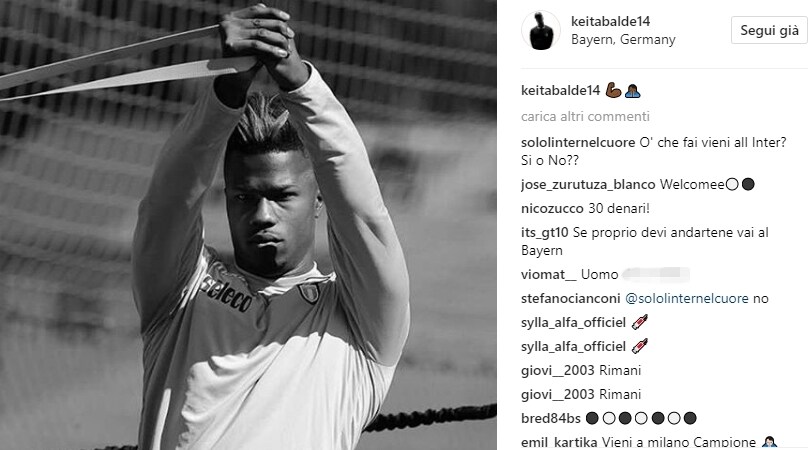 Un misterioso post di Keita scatena i tifosi di Juventus, Inter e Napoli