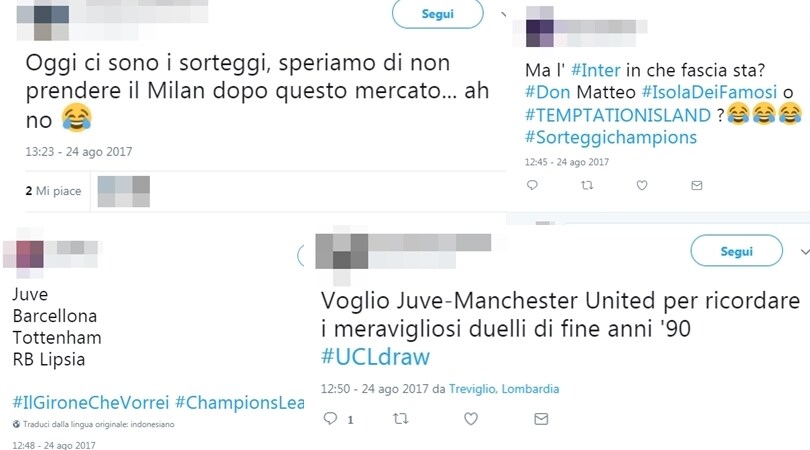 Sorteggi Champions: Juve, l'attesa dei tifosi tra ironia e pronostici