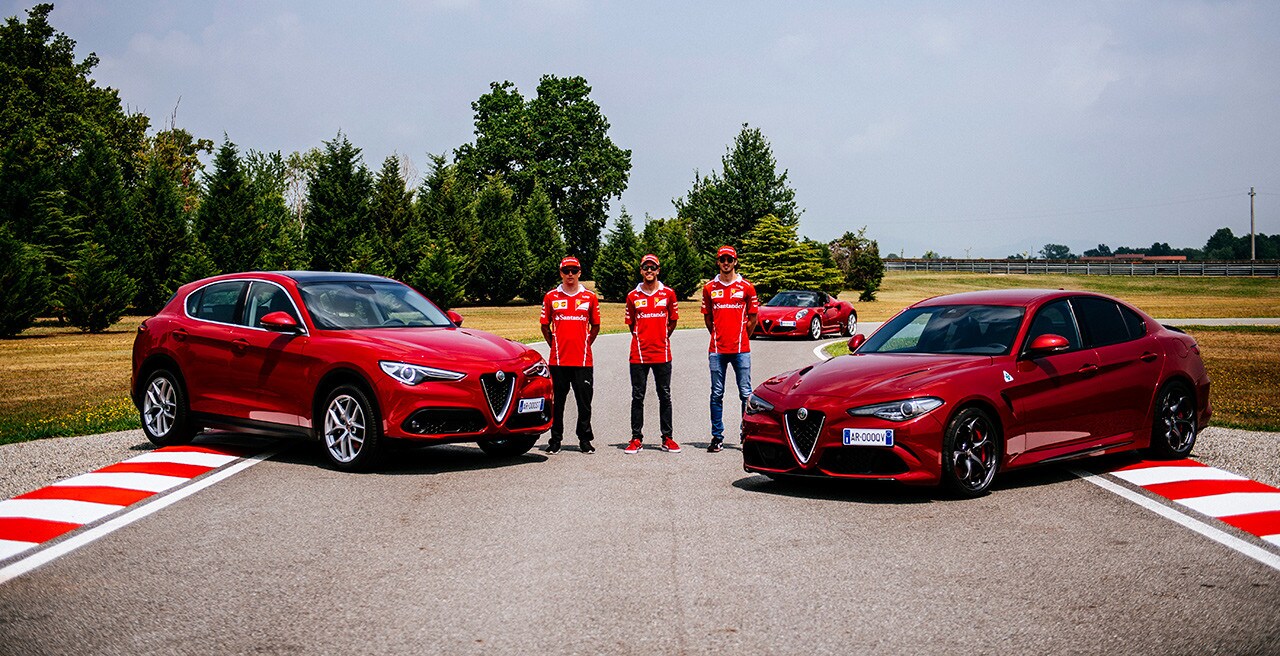 Vettel e Raikkonen show con la Giulia Quadrifoglio