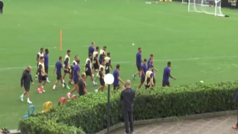 Roma, allenamento in vista dell'Atletico Madrid