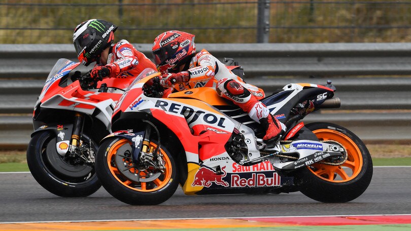 MotoGp Aragon: Marquez primo nel warm up, Rossi nono