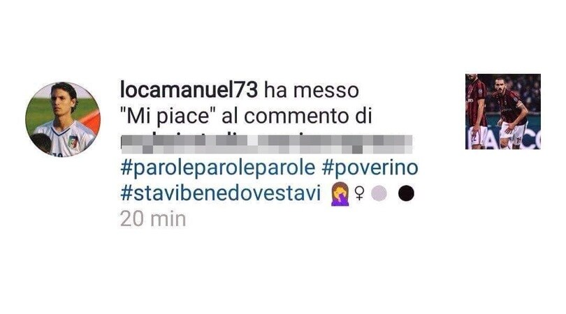Locatelli e il "mi piace" al commento contro Bonucci: «Gesto involontario»