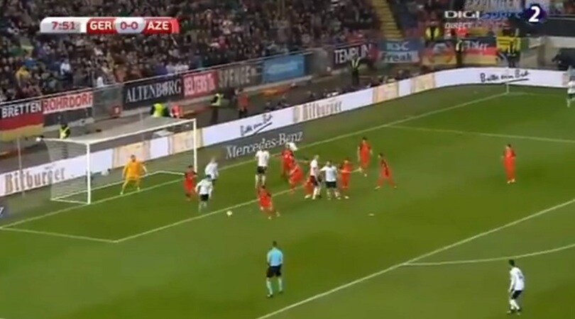 Germania-Azerbaigian, gran gol di tacco di Goretzka: la fotosequenza
