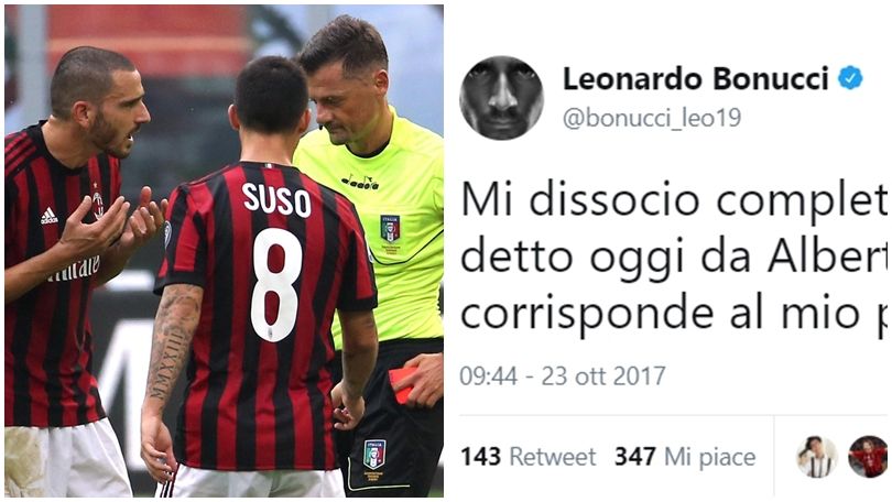 Milan, Bonucci replica al motivatore. E ricorda gli ex compagni