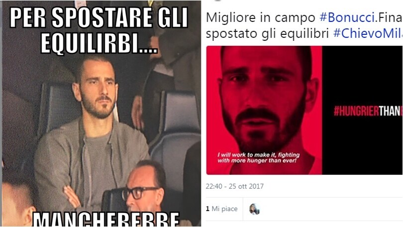 Bonucci in tribuna, il Milan rinasce: i social non perdonano