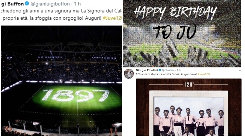 Da Buffon a Chiellini fino all'ultimo dei tifosi: i social celebrano i 120 anni della Juventus