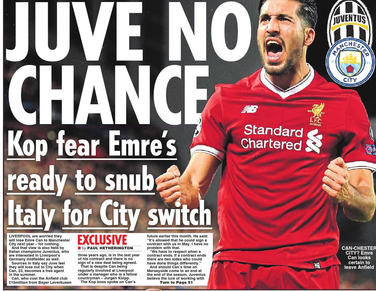 Dall'Inghilterra: la Juventus teme di farsi soffiare Emre Can da una big inglese