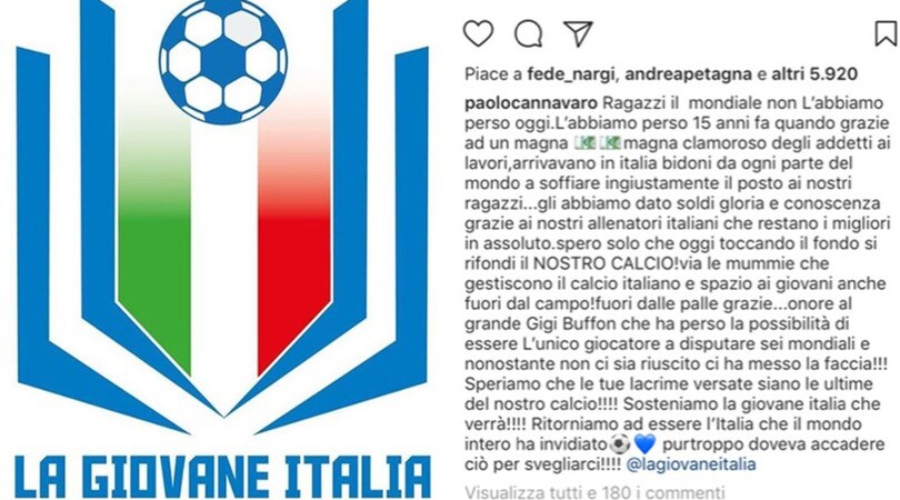 Italia. Paolo Cannavaro durissimo: «Via le mummie che gestiscono il calcio italiano»