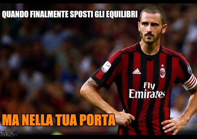 Il Milan stravince, ma i social non perdonano a Bonucci il liscio clamoroso