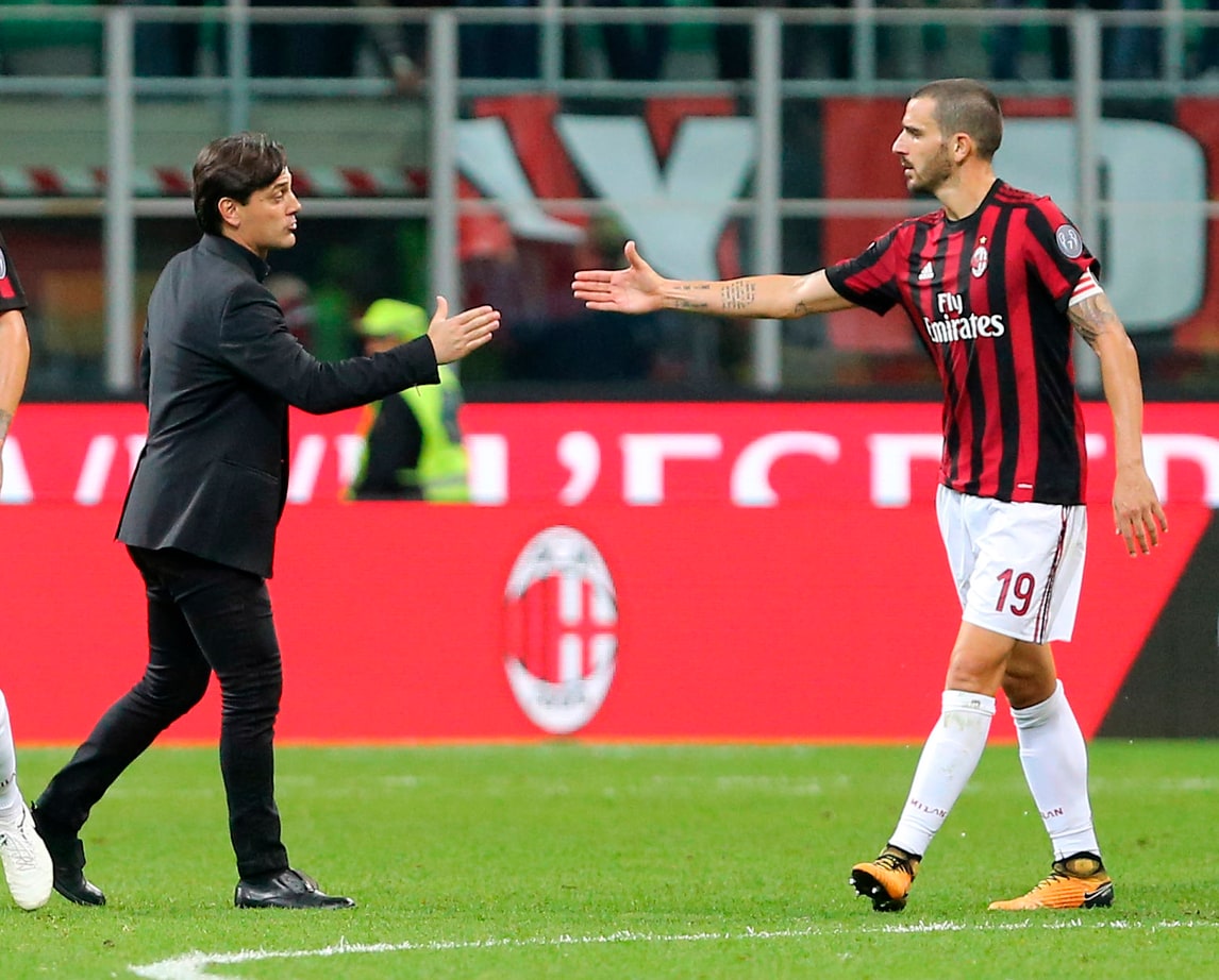 Milan, Montella: «Bonucci? Se sbaglia e vinci 5-1 è cambiato il vento»