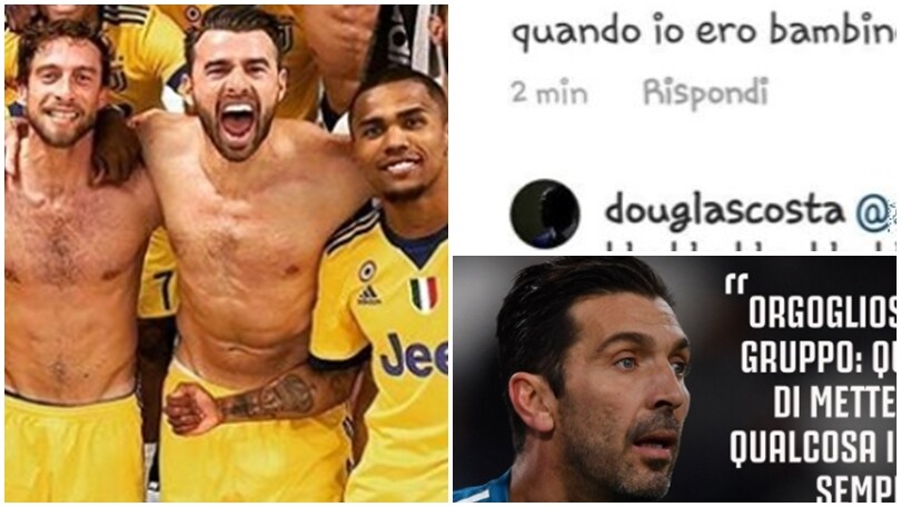 La Juventus fa festa sui social. E Douglas Costa risponde a un tifoso del Napoli