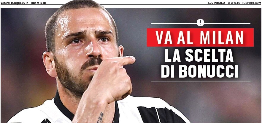 Venti di Bonucci al Milan: la media voto in Serie A è di 5,35