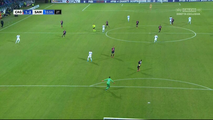 Cagliari-Sampdoria, l'incredibile errore di Viviano: Farias segna di schiena!