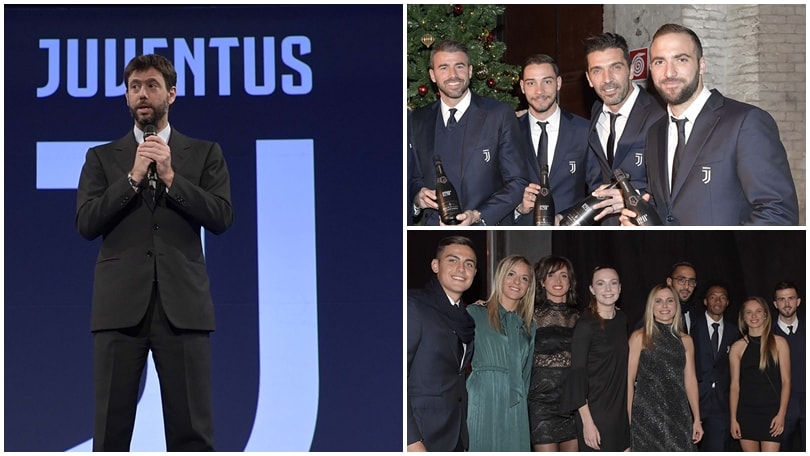 Juventus, brindisi e sorrisi sotto l'albero alla cena di Natale
