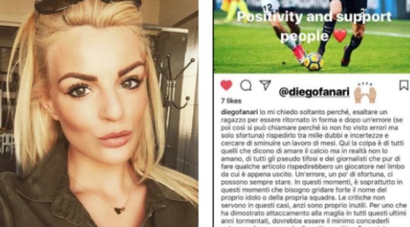 Inter ko e critiche per Santon, la compagna non ci sta e si sfoga sui social