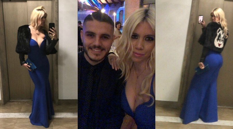 Inter, Wanda Nara con scollatura vertiginosa alla festa di Natale