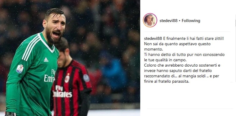 Milan, lady Donnarumma al veleno: «Antonio, li hai zittiti tutti»