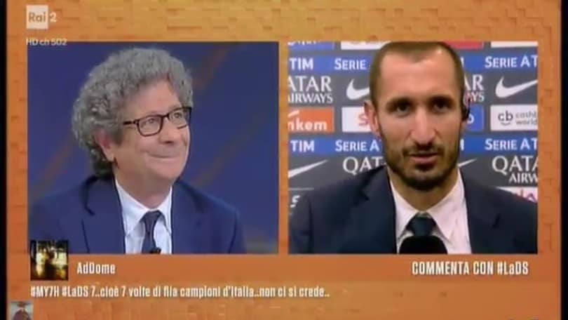 Chiellini: «36 scudetti» ma in studio: «Sono 34...»