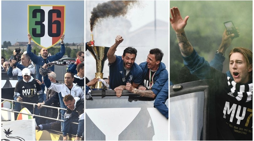 Juventus, la festa a Torino sul pullman scoperto 