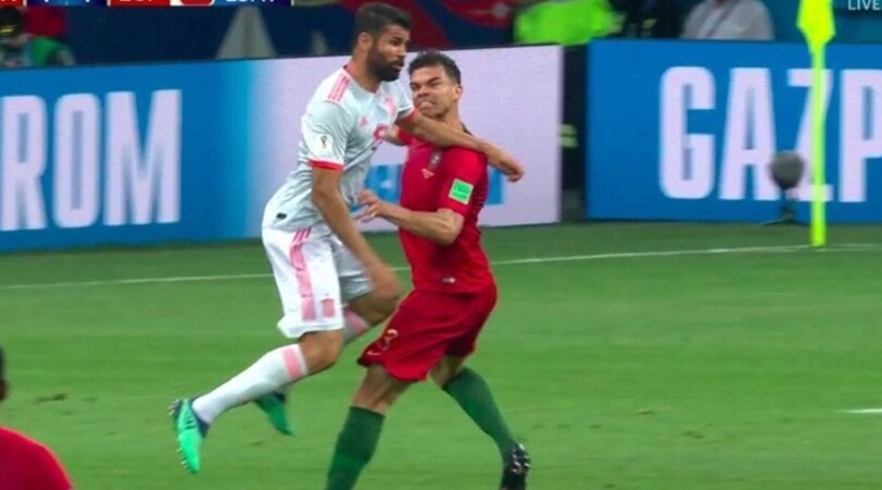 Portogallo-Spagna, Diego Costa gol: ma Pepe non gradisce...