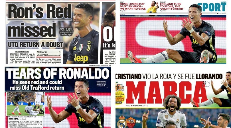 Ronaldo, il pianto su tutte le prime pagine d'Europa