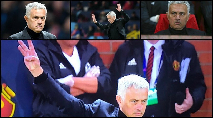 Mourinho, scintille con i tifosi della Juve: il 3 del triplete per replicare ai cori