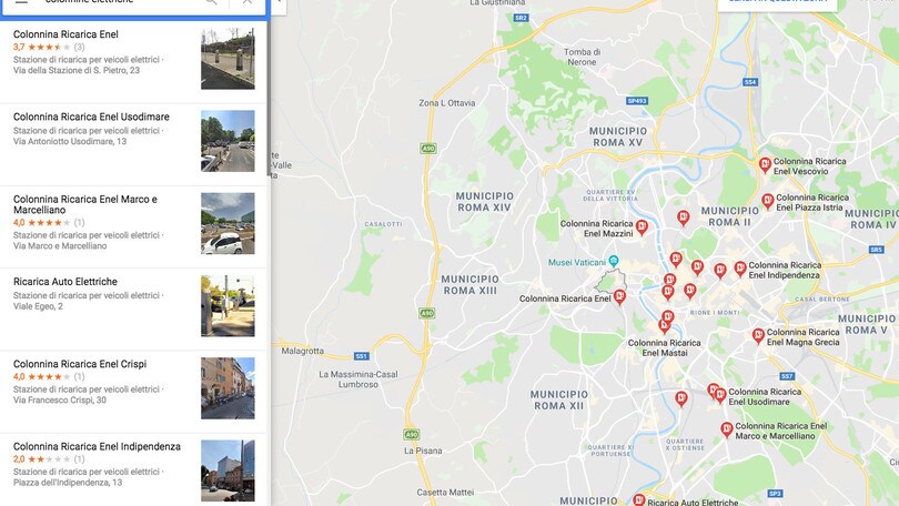 Auto elettrica: Google Maps trova le colonnine di ricarica