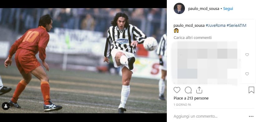 Juventus-Roma, il post di Paulo Sousa che ha scatenato i social