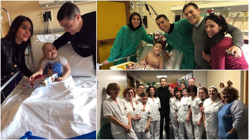 Il Natale di Ronaldo: Cristiano e Georgina con i baby pazienti del Regina Margherita