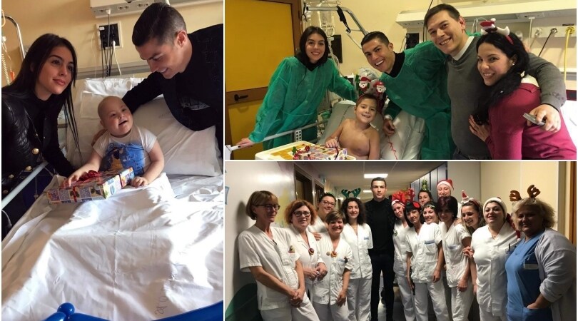 Il Natale di Ronaldo: Cristiano e Georgina con i baby pazienti del Regina Margherita