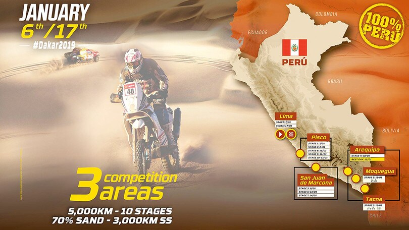 Dakar 2019, si parte il 6 gennaio. Ecco le tappe