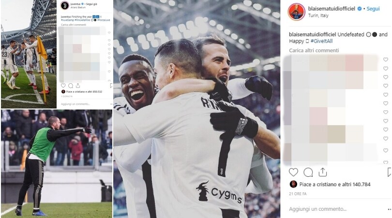 Juventus, orgoglio social: «Felici e imbattuti. Ci vediamo ne 2019!»