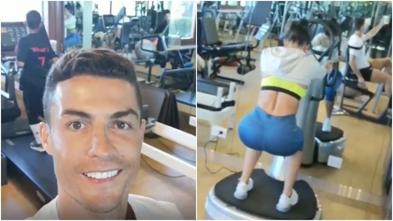 La famiglia Ronaldo al lavoro: CR7 in palestra con Cristianinho e Georgina