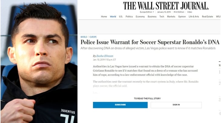 Wall Street Journal: «La polizia di Las Vegas chiede il test del Dna a CR7»