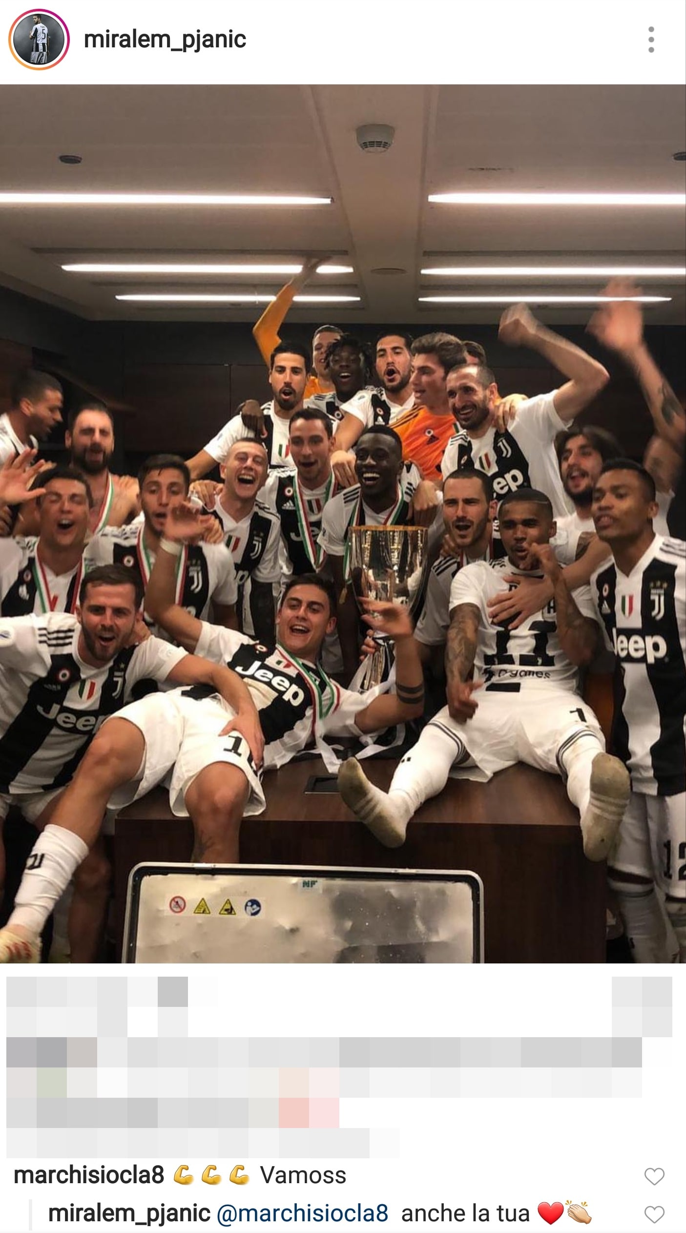 Marchisio, che gioia per la Supercoppa: «Complimenti ragazzi»