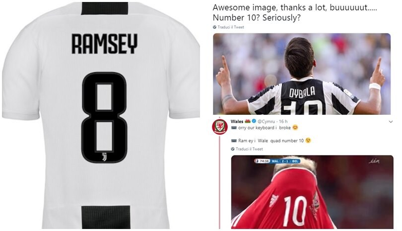 Juventus, il Galles dà a Ramsey la 10 di Dybala. I tifosi: «Prendi la 8»