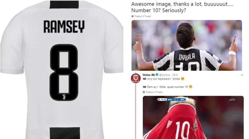 Juventus, il Galles dà a Ramsey la 10 di Dybala. I tifosi: «Prendi la 8»