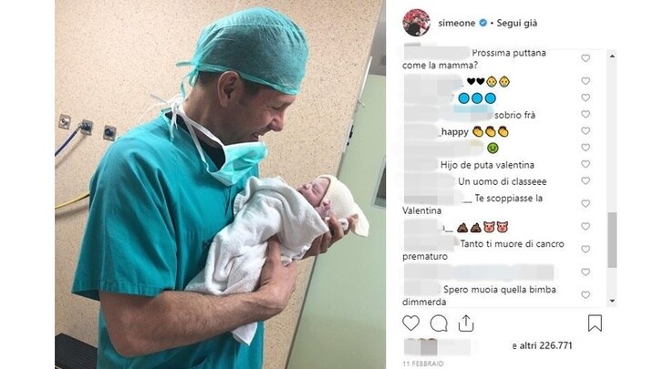 Scandalo sui social: insulti e augurata la morte alla figlia di Simeone