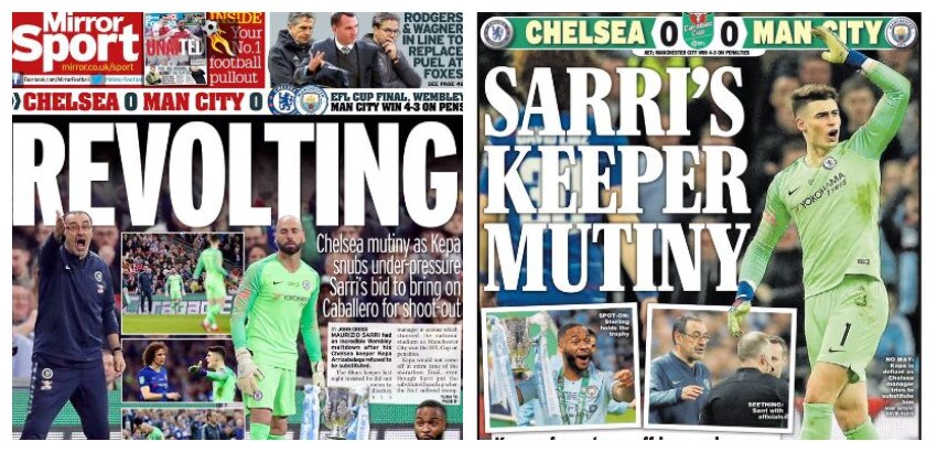 Chelsea, i tabloid: «Ammutinamento Kepa, la nave di Sarri sta affondando»