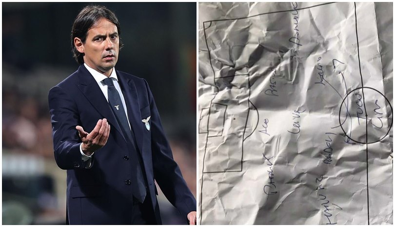 Lazio, ecco il 3-5-2 di Inzaghi: il foglietto abbandonato al Franchi